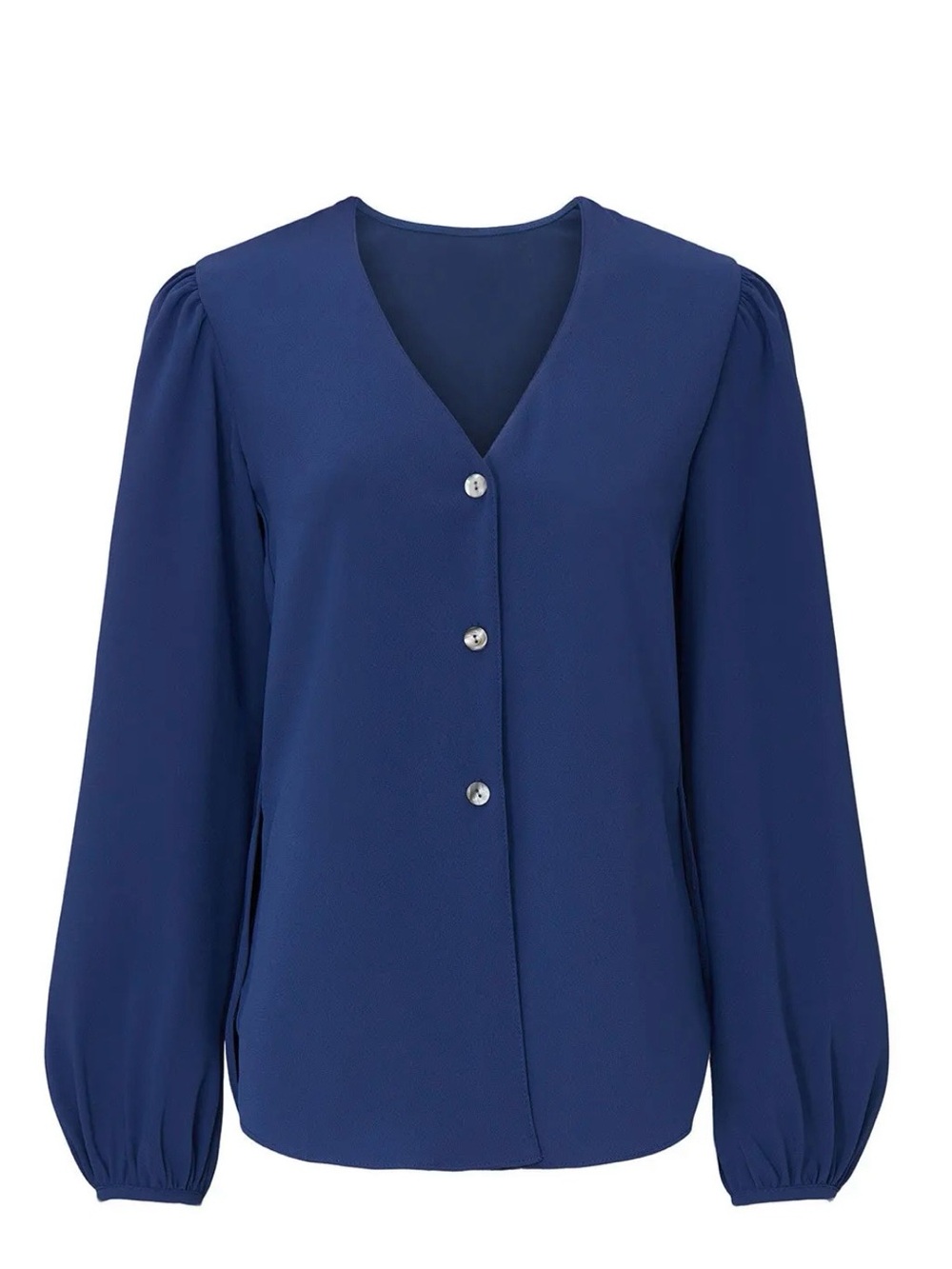 Fifteen Twenty Navy Blue Button Blouse Office Preppy Polished Capsule